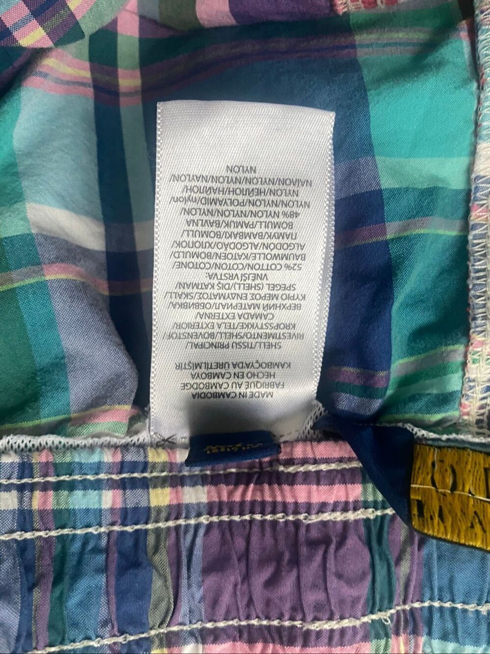 Polo Ralph Lauren Men’s Plaid Swim Trunks Shorts 190/96B Cotton Nylon Vtge- XXL - Picture 10 of 10